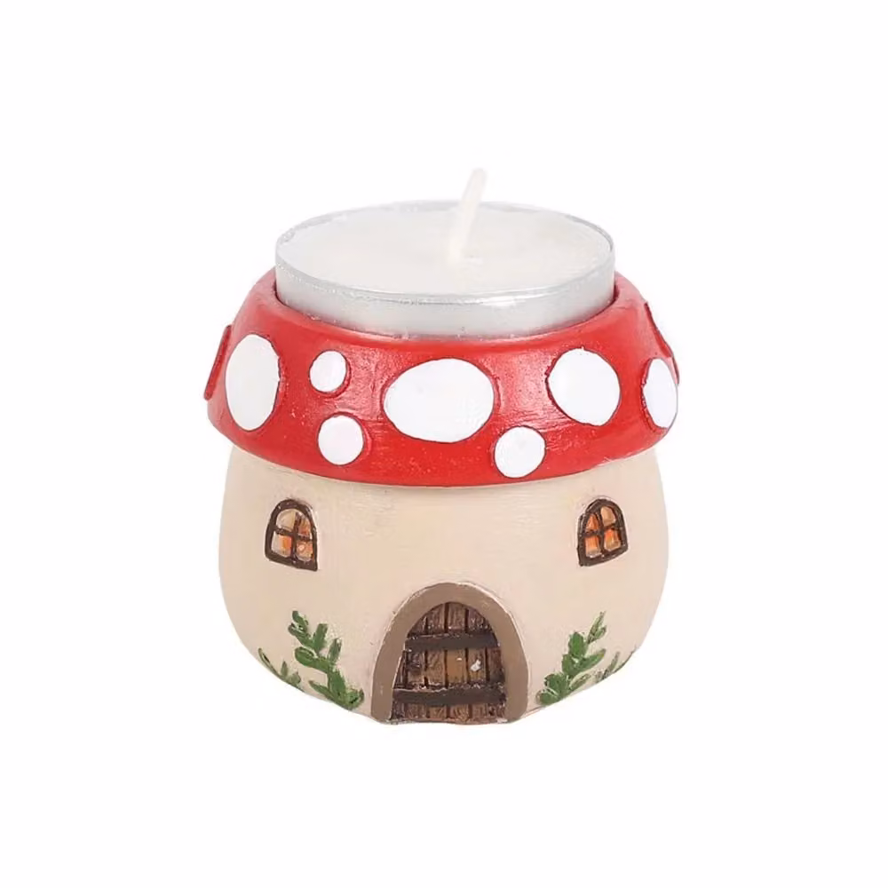 Something Different Resin Mushroom House Tealight Holder in Red – 2