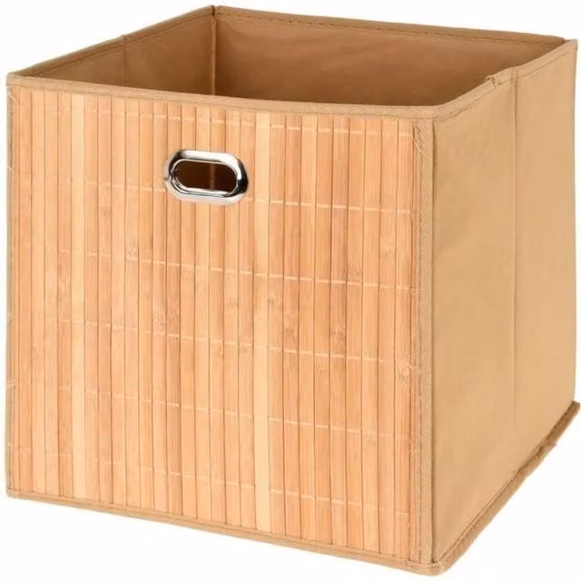 Kelvenix Foldable Bamboo Storage Box with Front in Brown