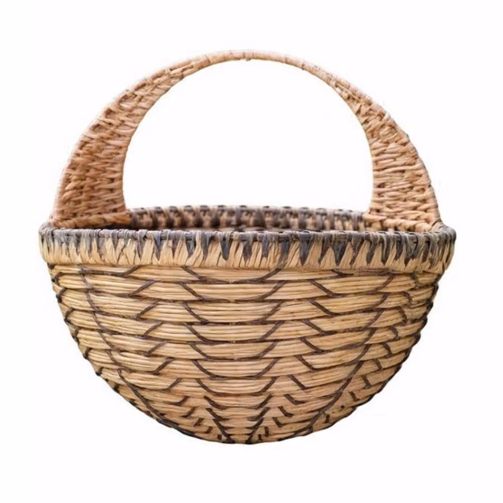 Marco Paul Brown Faux Rattan Hanging Flower Basket Planter, Diameter: 40.64 cm – 3