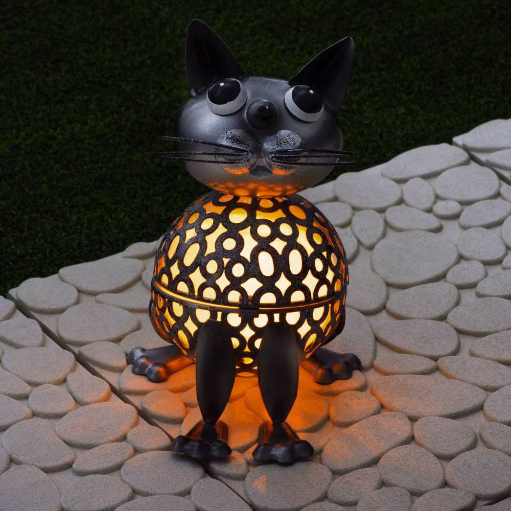 Globrite Metal Cat Solar Garden Ornament with Multicolour Changing LED Light – 4