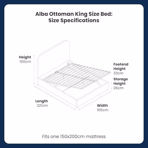 Flair Furnishings Alba Ottoman Bed, King Size Upholstered Bed Frame with Storage and Curved Headboard, Green Velvet, H 221 cm x W 180 cm x D 200 cm – 2