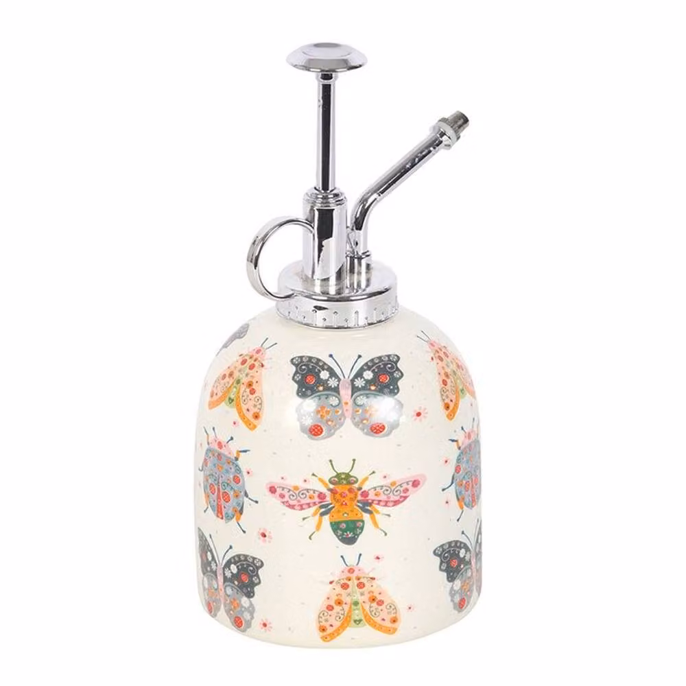 Uniqueful Floral Bug Print Ceramic Plant Mister in Multicolour and Silver – 2