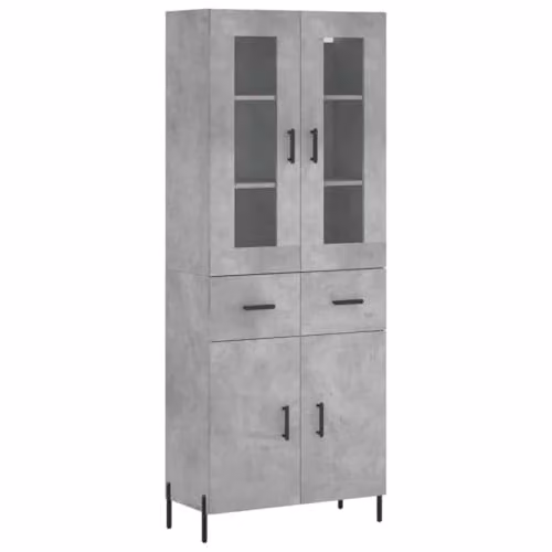 vidaXL Industrial Highboard in Grey with Hinged Doors and Internal Shelves, W/D/H: 69.5 x 34.0 x 180.0 cm