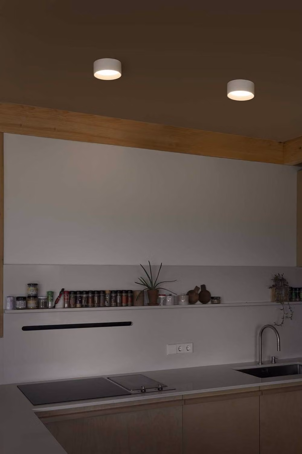 Netlighting Mizu 15W LED Surface Mounted Downlight, Black Matt or White, 2700K Warm White