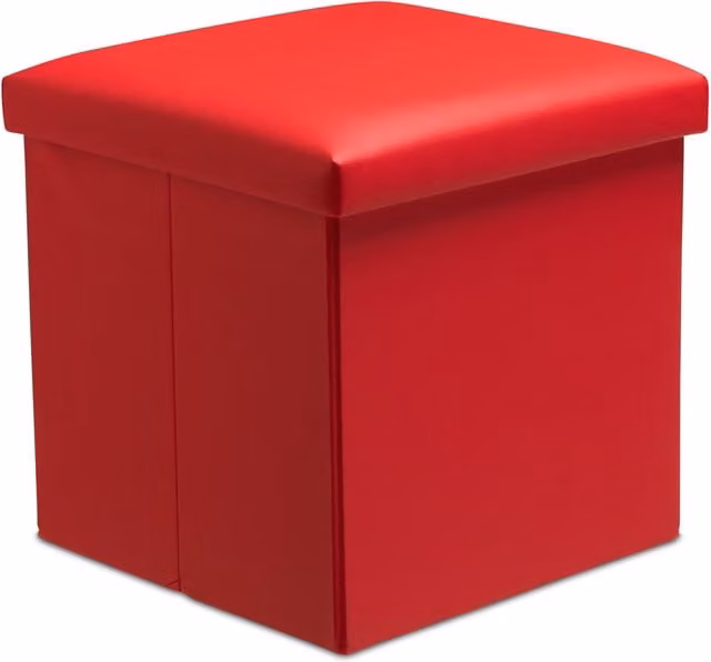 Snug City Red Faux Leather Foldable Storage Ottoman with Lid, W/D/H: 38 x 38 x 38 cm – 1