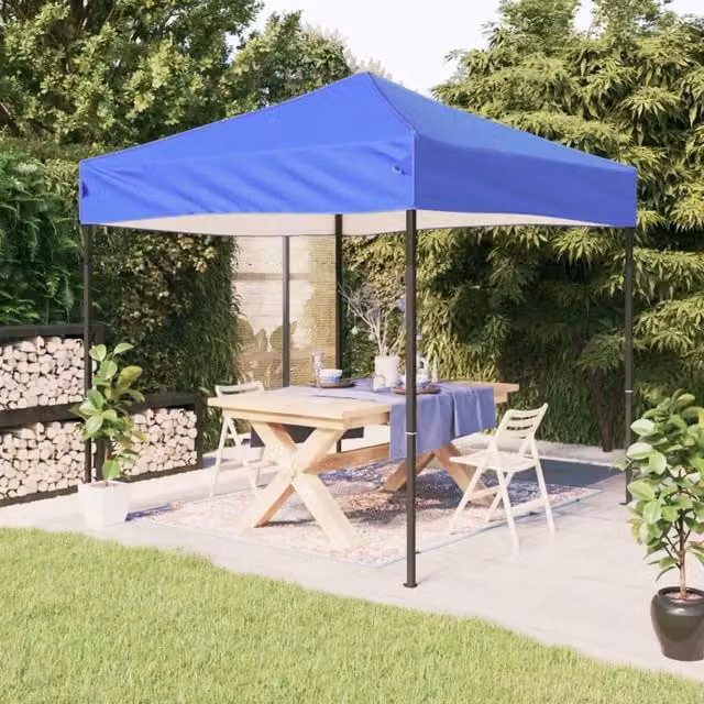 Berkfield Home Blue and Silver Folding Party Tent W: 2 m, D: 2 m, H: 2 m – 1
