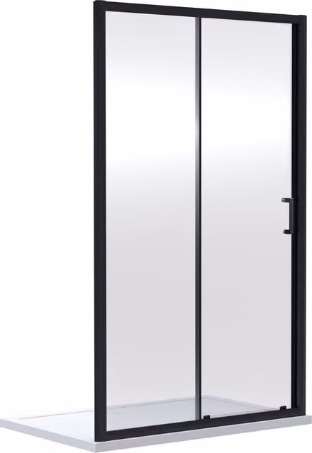 Balterley 6mm Toughened Safety Glass Sliding Shower Door, Black, W: 120 cm, H: 190 cm – 1