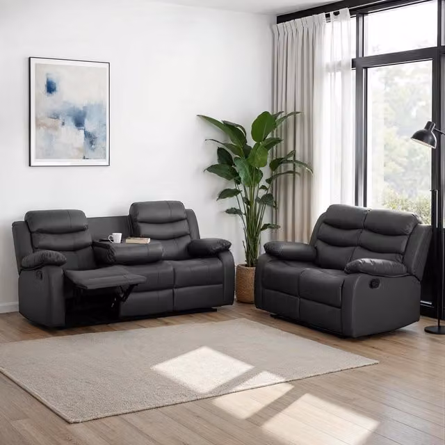 Seconique Roma 3 Seater and 2 Seater Sofa Suite in Grey Faux Leather
