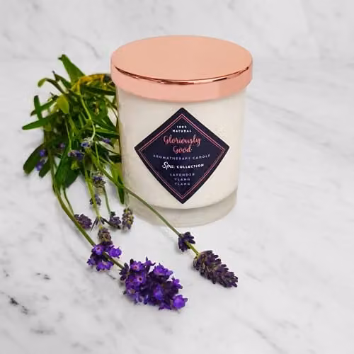Gloriously Good Lavender and Ylang Ylang Aromatherapy Scented Candle in White – 1