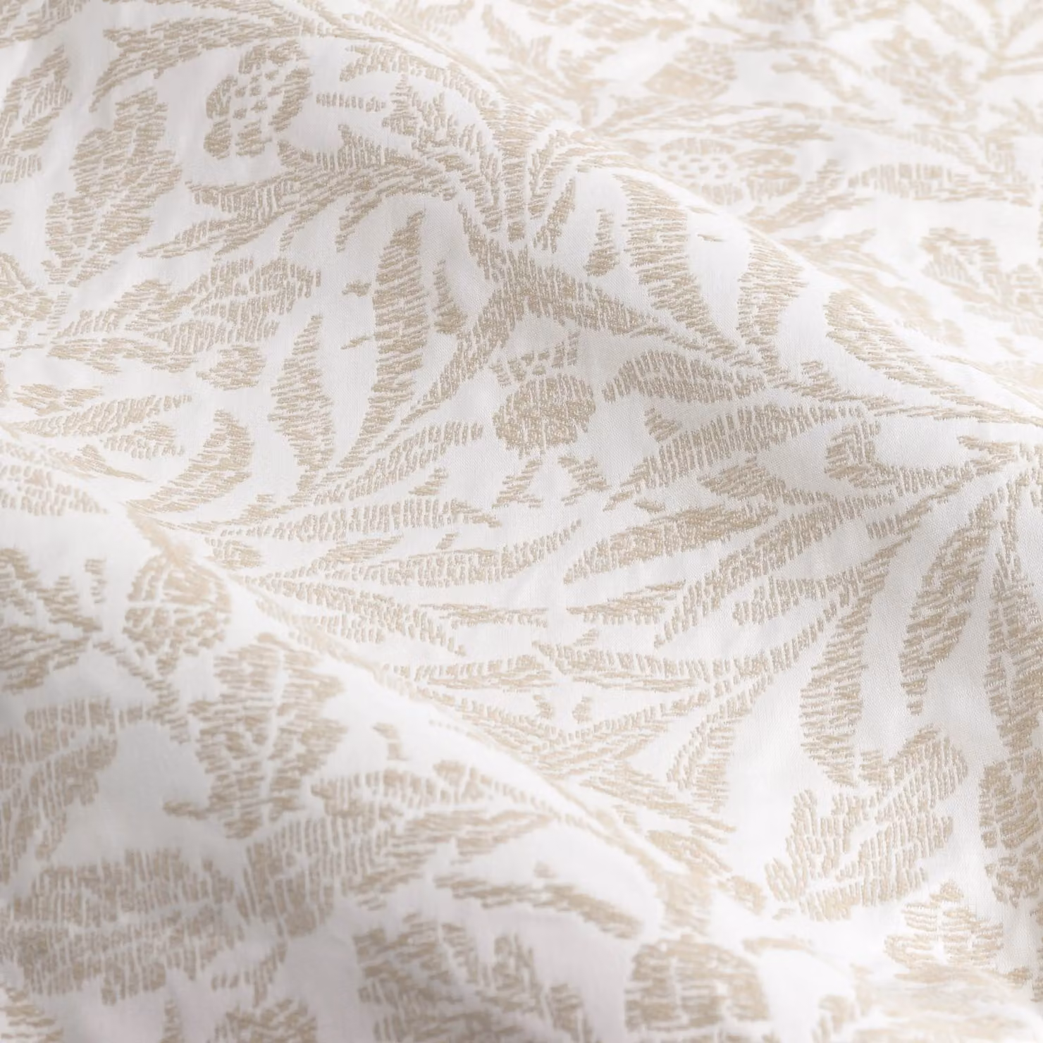 Morris & Co Acorn Tonal Matt Jacquard Pencil Pleat Curtains in Ivory, Width: 229 cm, Drop: 137 cm – 6