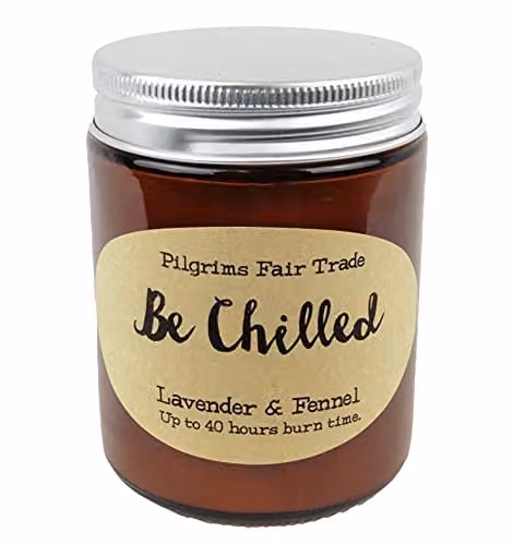 Pilgrims Fair Trade Be Chilled Aromatherapy Soy Wax Jar Candle, Lavender and Fennel, White, 200g