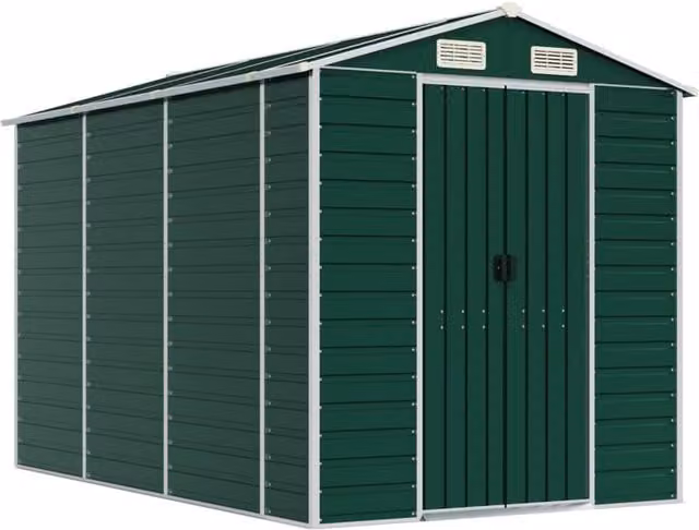 Berkfield Home Green Galvanised Steel Garden Shed W/D/H: 191 x 300 x 198 cm – 1