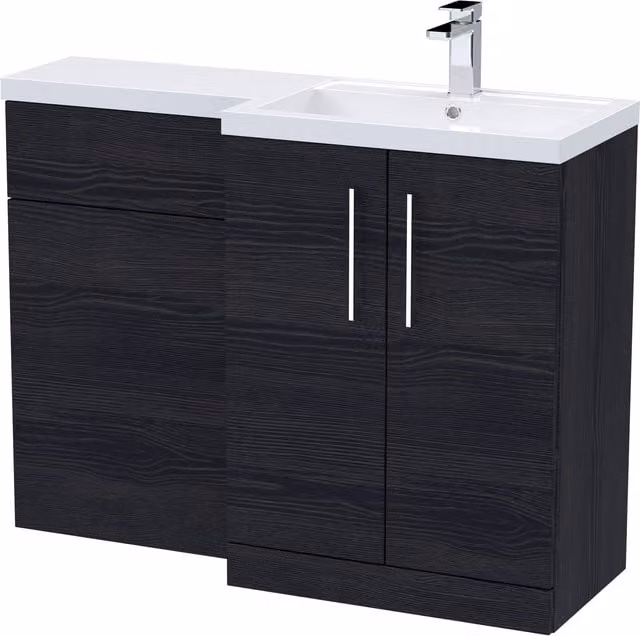 Balterley Charcoal Black Right Hand Bathroom Vanity Basin and WC Unit with Soft Close Doors, Width: 110 cm – 1