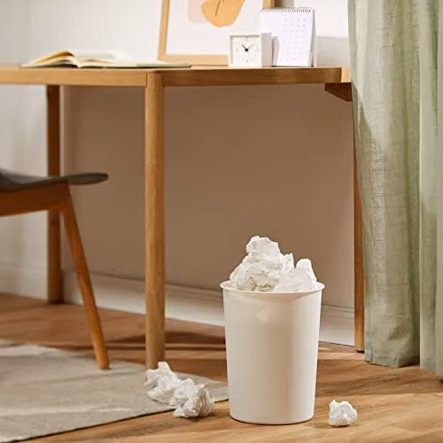 JVL Vibrance Clean Lightweight Plastic Waste Paper Basket Bin, White, H: 28.5 cm x W: 28 cm x D: 22.5 cm – 3