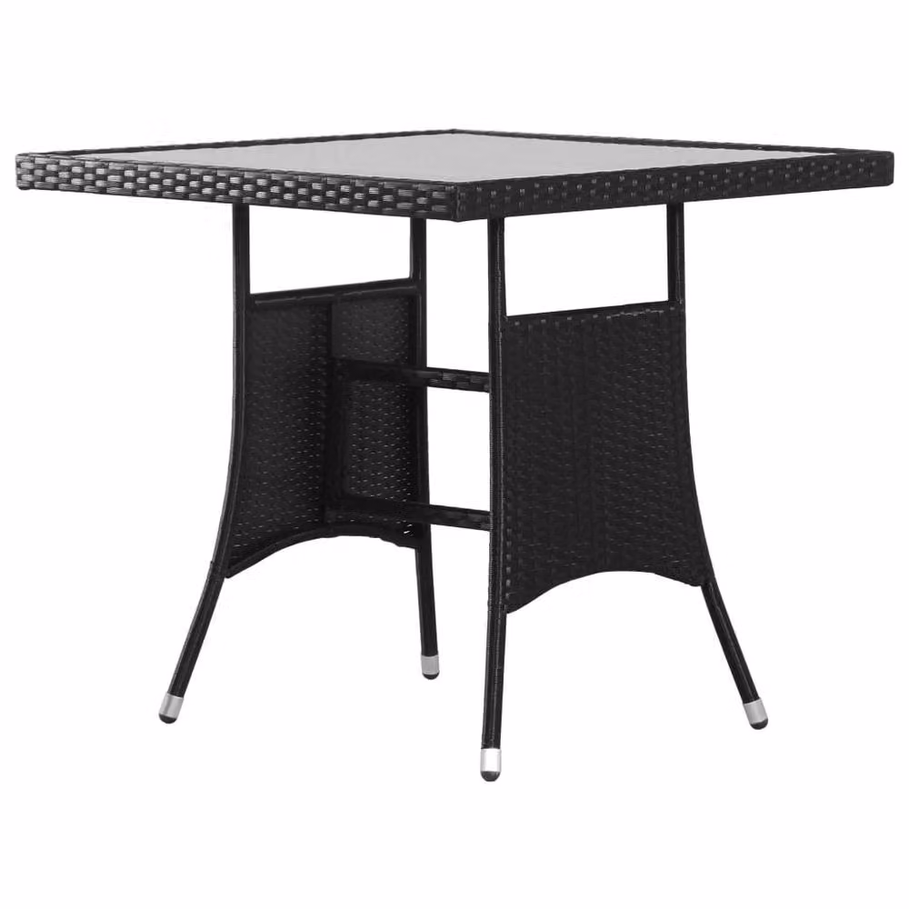 Berkfield Home Black Poly Rattan Square Garden Table W/D/H: 80 x 80 x 74 cm – 2