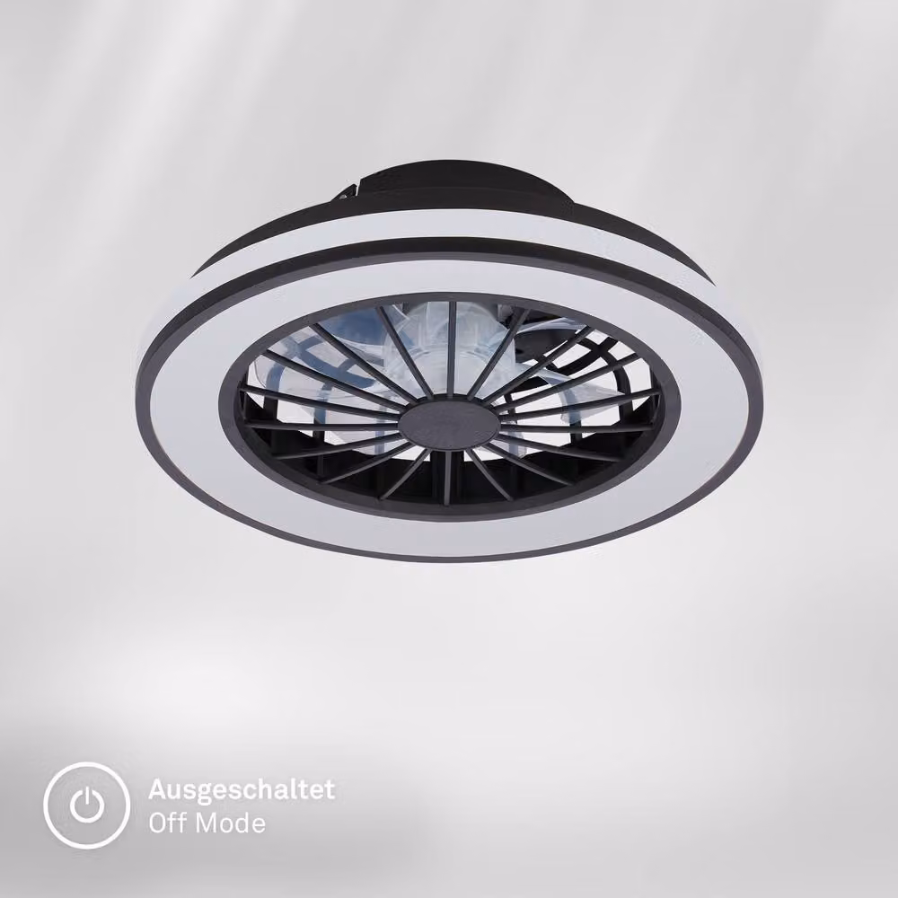 Briloner Black 24W CCT Dimmable LED Ceiling Light with Fan and Remote Control – 9