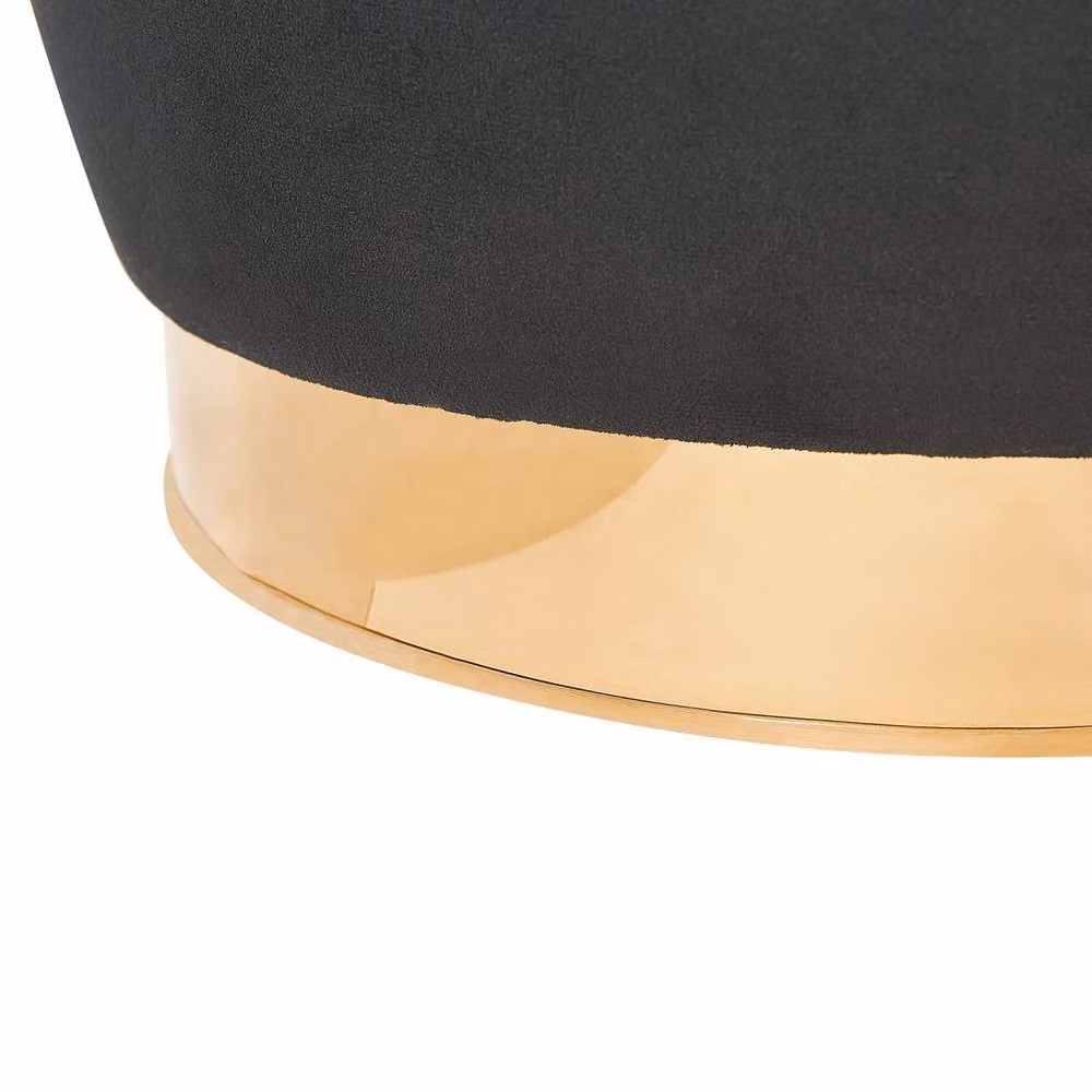 Wyld and Coco Black Velvet Tub Armchair with Gold Metal Base – 4