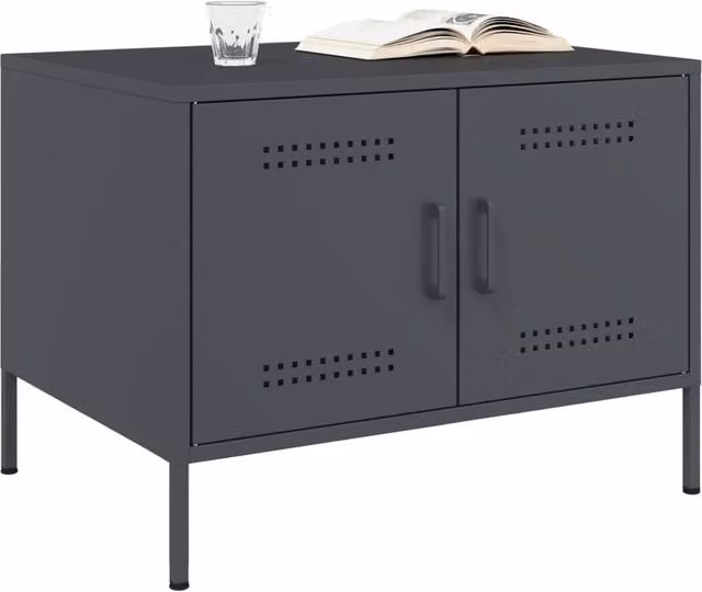 Berkfield Home Sturdy Metal Coffee Table in Anthracite Grey, W: 68 cm, D: 50 cm, H: 50.5 cm