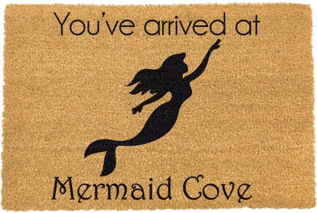 Artsy Mats You Have Arrived At Mermaid Cove Non-Slip Coir and Rubber Doormat, Brown