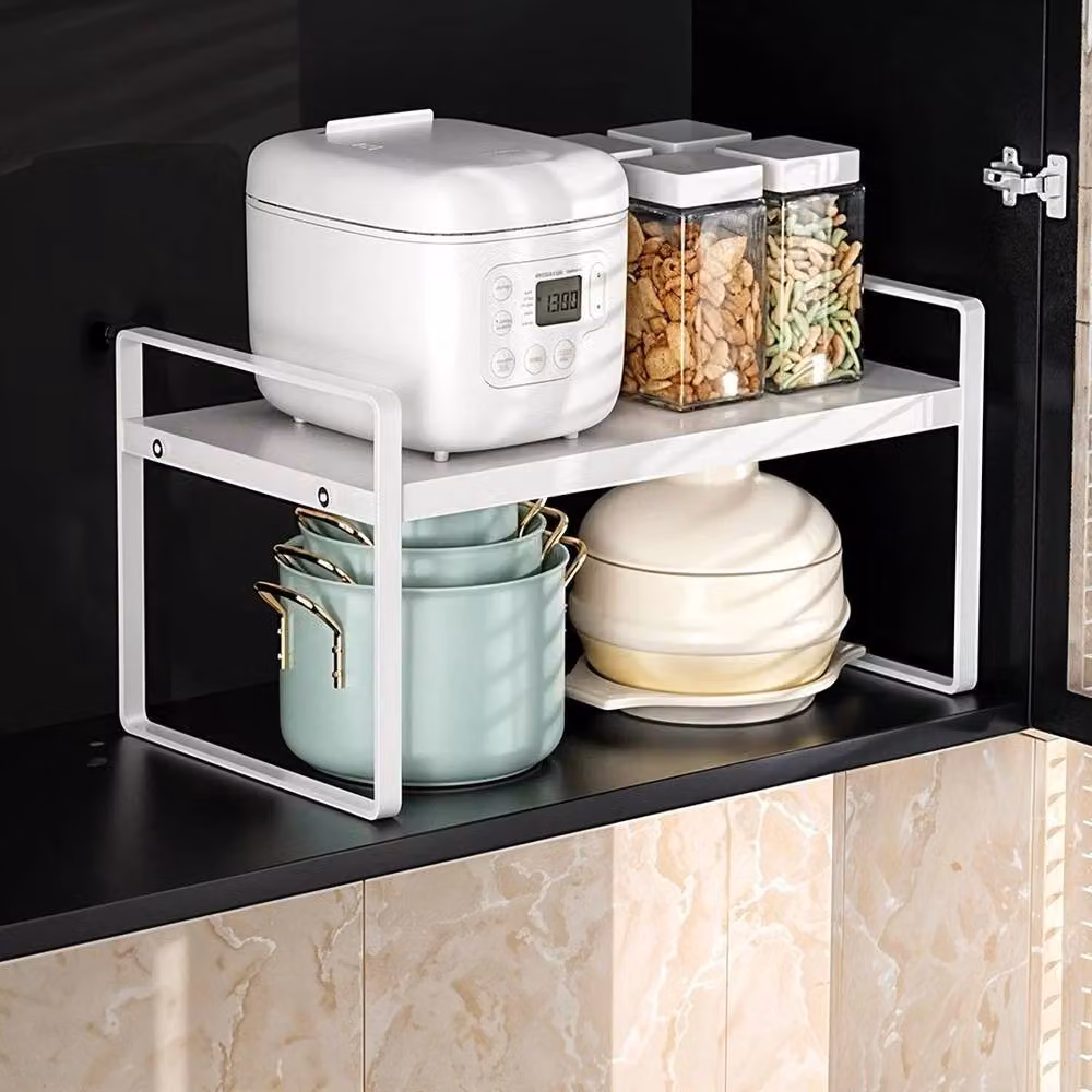 KORVIXA White Metal Standing Kitchen Spice Rack, W/D/H: 100 x 20 x 20 cm – 3