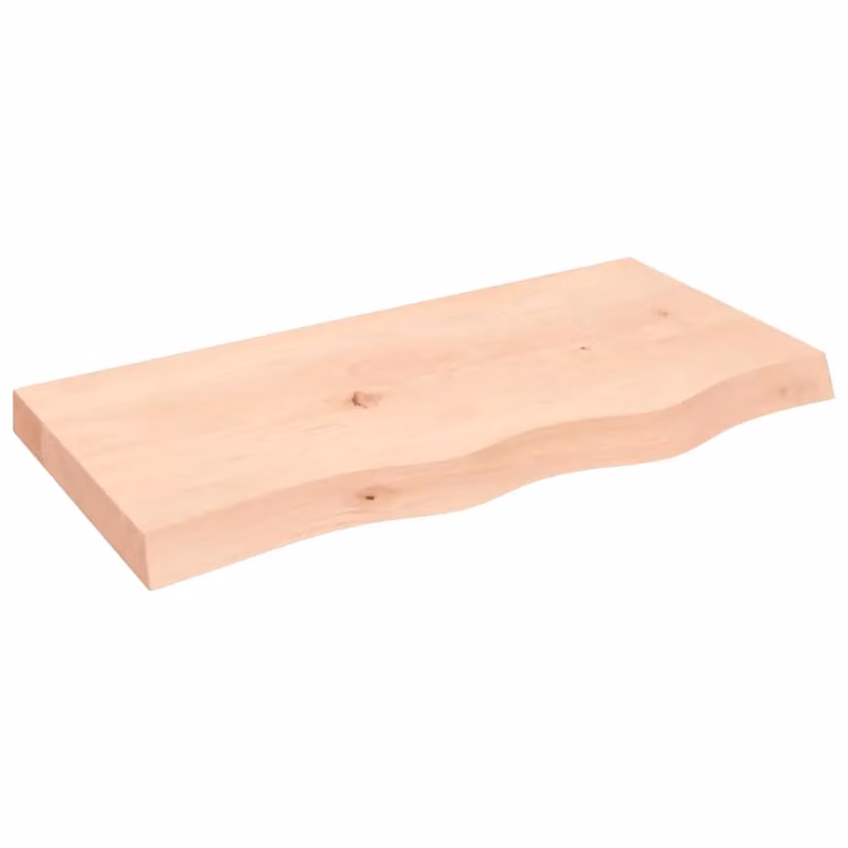 Berkfield Home Brown Untreated Solid Wood Live Edge Bathroom Countertop W: 80 cm, D: 40 cm, H: 2-6 cm