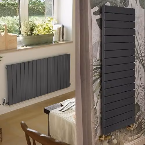 Terma Steel Wall Mounted Radiator in Anthracite Grey, H: 60.0 cm, W: 125.4 cm