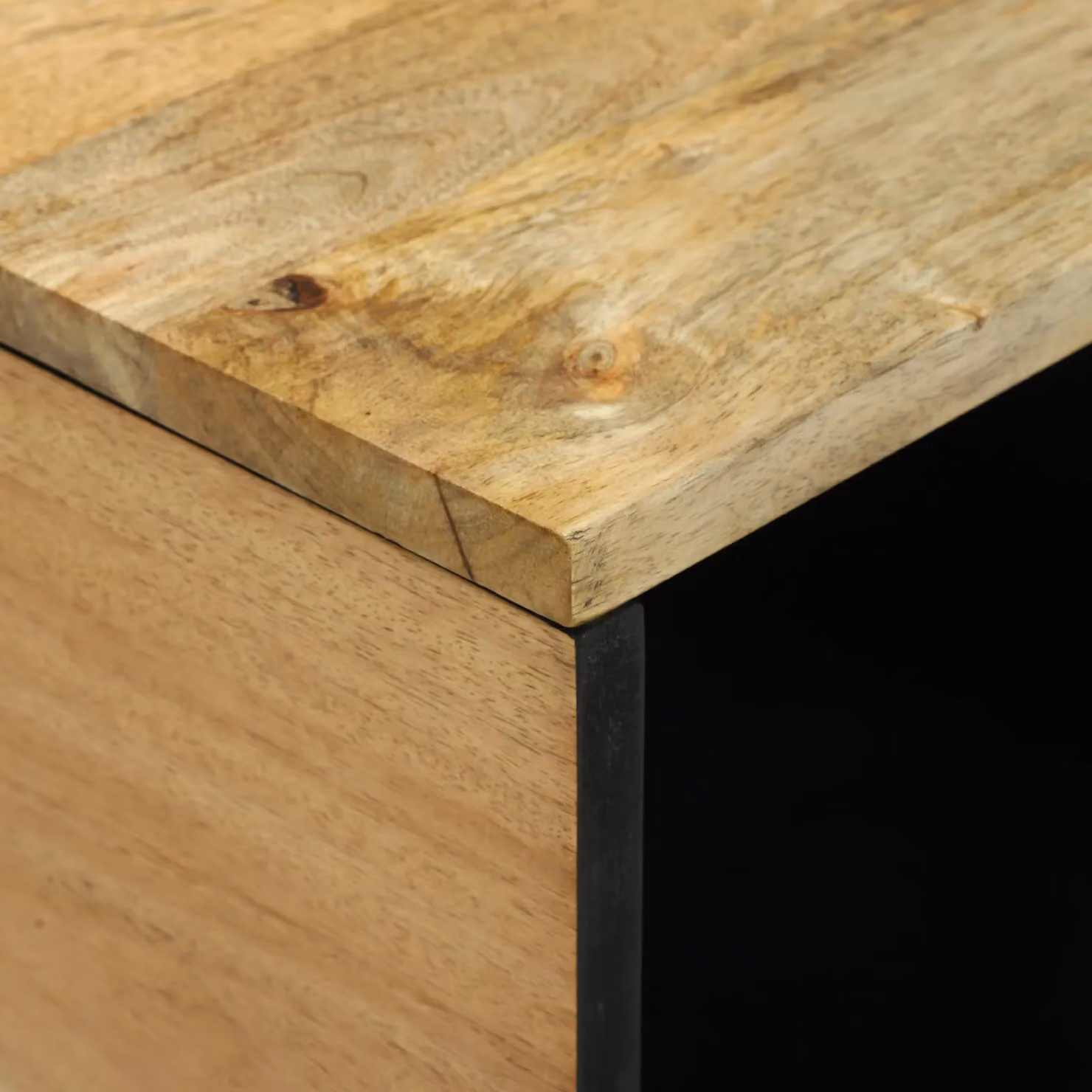 Berkfield Home Geometric Brown Coffee Table with Shelf, Solid Mango Wood, W: 80 cm, D: 50 cm, H: 40 cm – 4