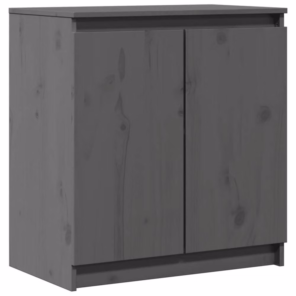 Berkfield Home Grey Solid Pinewood Side Cabinet W: 60 cm, D: 36 cm, H: 65 cm – 2