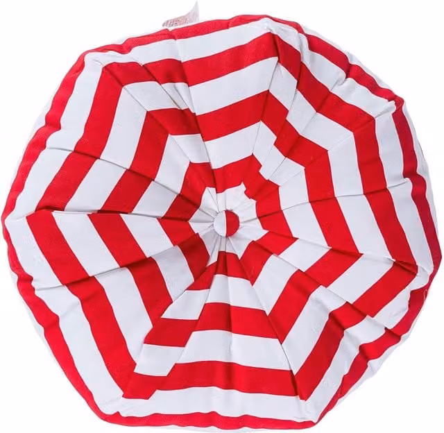 Homescapes Round Pleated Floor Cushion in Red, Pink and White, Diameter: 40 cm, Height: 15 cm – 1
