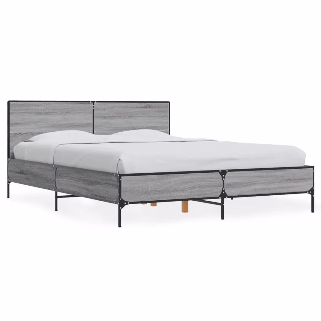 Berkfield Home Sonoma Bed Frame in Grey, W/D/H: 140 x 200 cm – 2