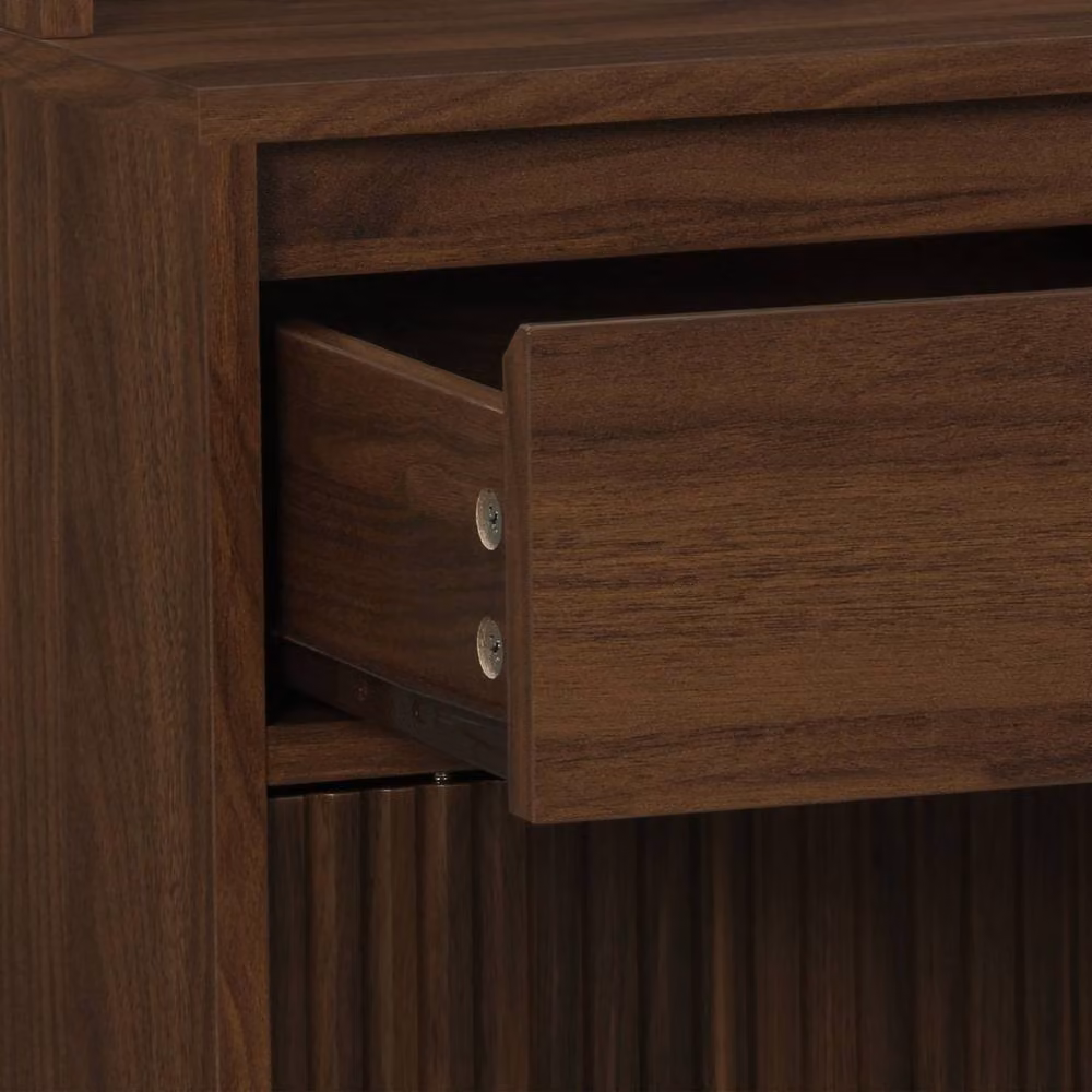 sweeek Kitchen Sideboard with 3 Drawers in Dark Brown Wood Decor, W: 110 cm, D: 40 cm, H: 185 cm – 4