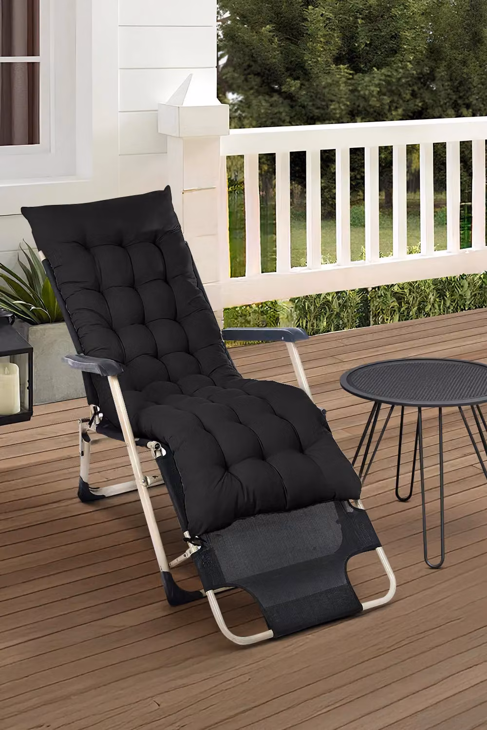 Living and Home Black Lounger Bench Cushion with Anti-Slip Cover, W: 160 cm, D: 50 cm – 3