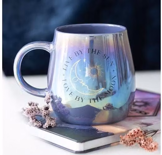 KDMD Live by the Sun Love by the Moon Iridescent Multicolour Mug, 500 ml