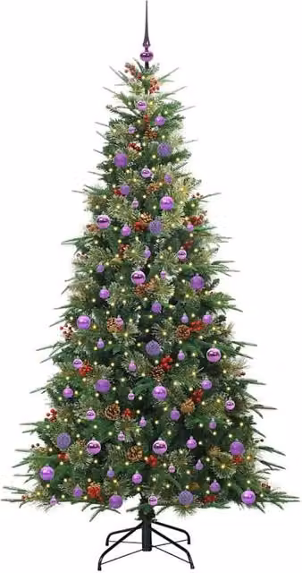 Berkfield Home Elegant Green Artificial Hinged Christmas Tree, Height: 210 cm – 1