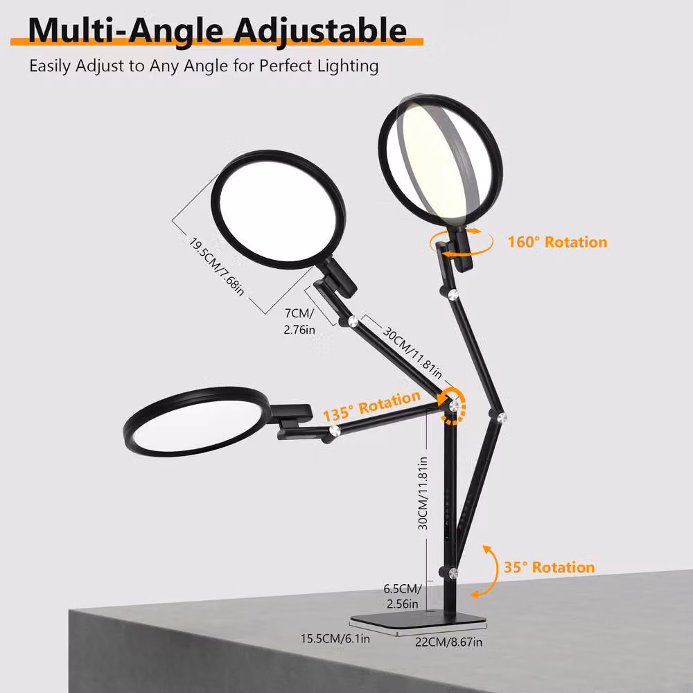 COMELY 15W LED Desk Lamp in Black with USB Charging, Adjustable Brightness and 5 Colour Temperatures – 3