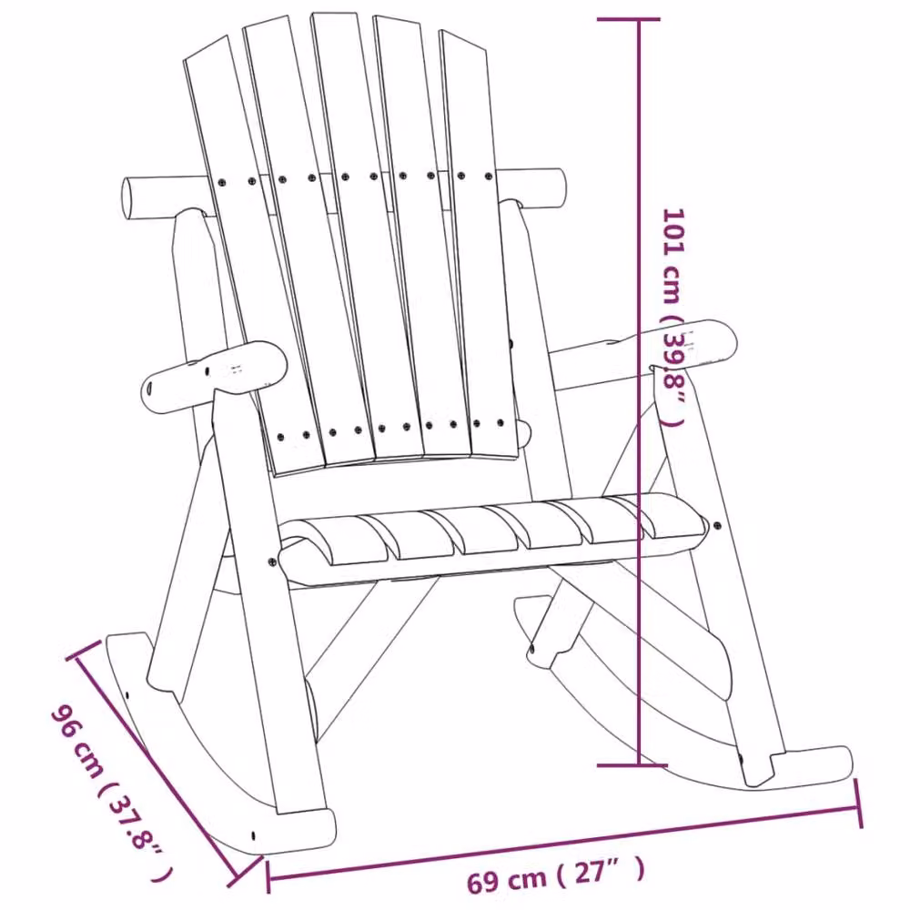 Berkfield Home Garden Rocking Chair in Brown Solid Spruce Wood, W/D/H: 69 x 96 x 101 cm – 6