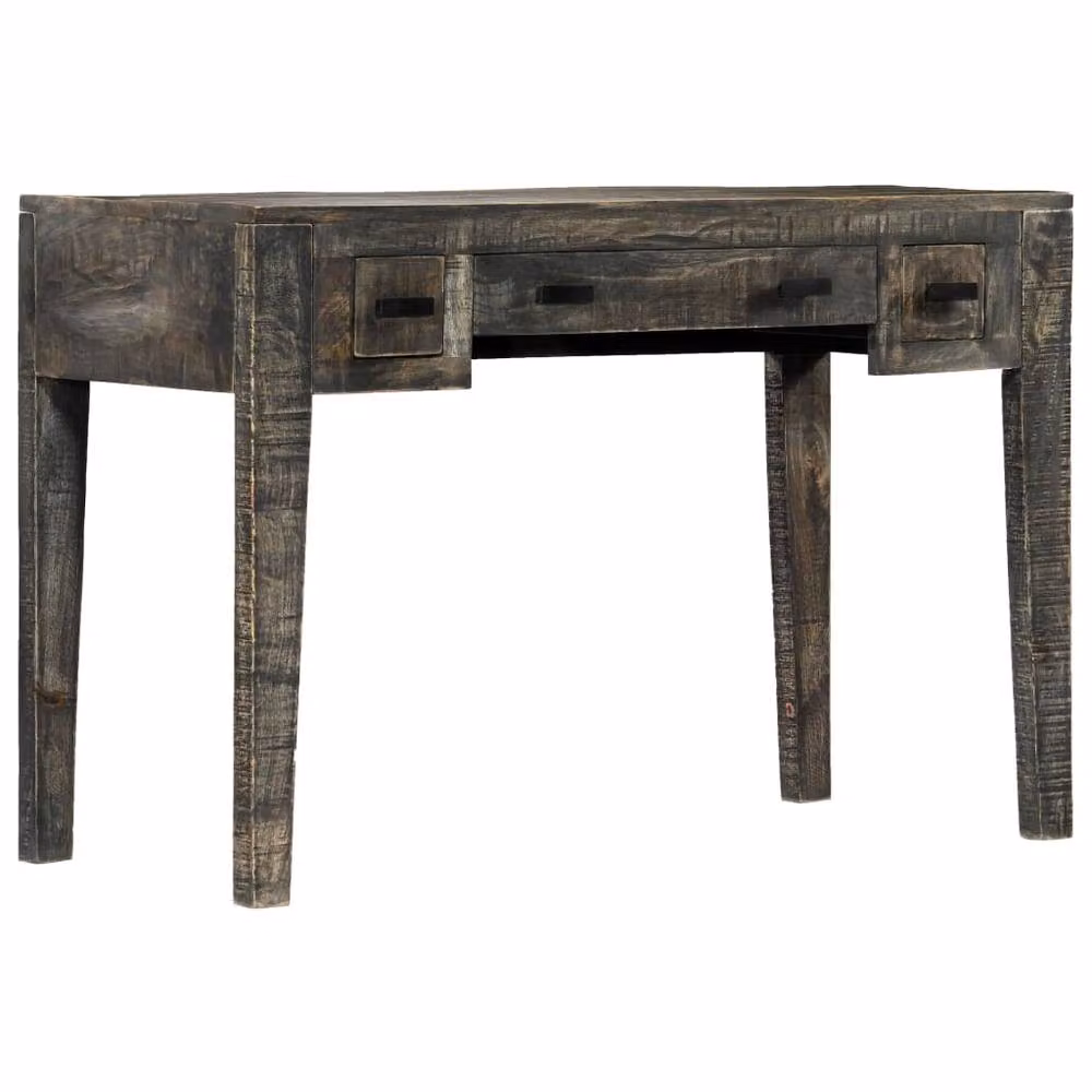 Berkfield Home Elegant Black Writing Desk in Solid Mango Wood, W: 110 cm, D: 50 cm, H: 75 cm – 2