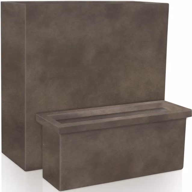 Primrose Light Grey Tall Trough Fibrecotta Planter with White Insert