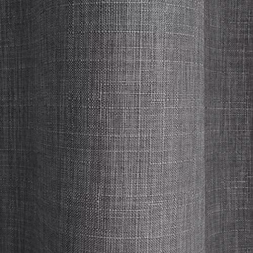 Sleepdown Linen Look Eyelet Blackout Curtains, Thermal Insulated and UV Resistant, Charcoal Grey, W: 117 cm, H: 137 cm – 2
