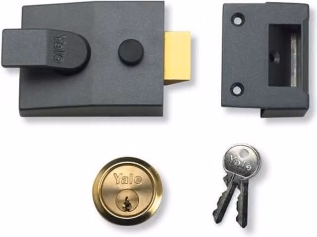 Yale Grey Metal Rim Deadlocking Standard Nightlatch Security Lock