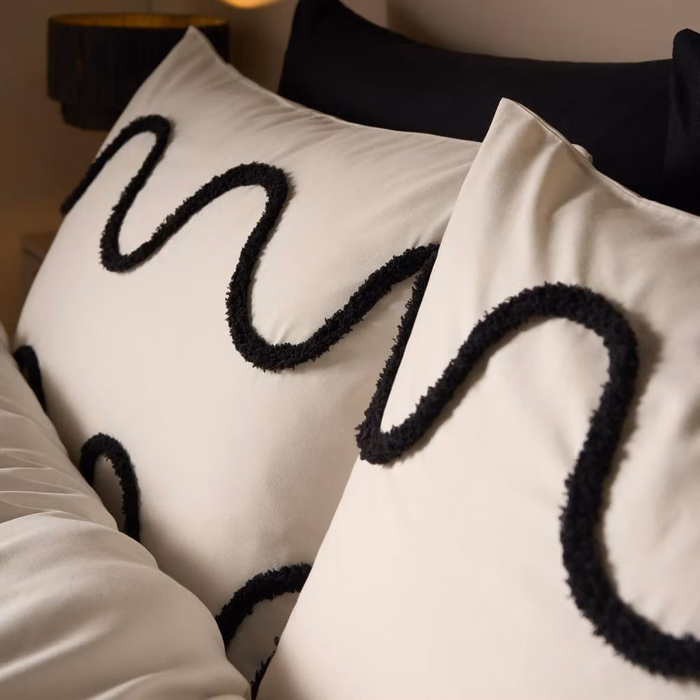 OHS Modern Tufted Wave Bedding Set with Duvet Cover and Pillowcase in White, W/D/H: 180 x 200 cm – 5