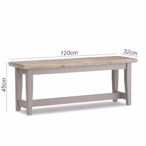 Statement Furniture Florence Solid Acacia Wood Backless Dining Bench in Brown/Beige, W: 120 cm, H: 45 cm, D: 32 cm – 2