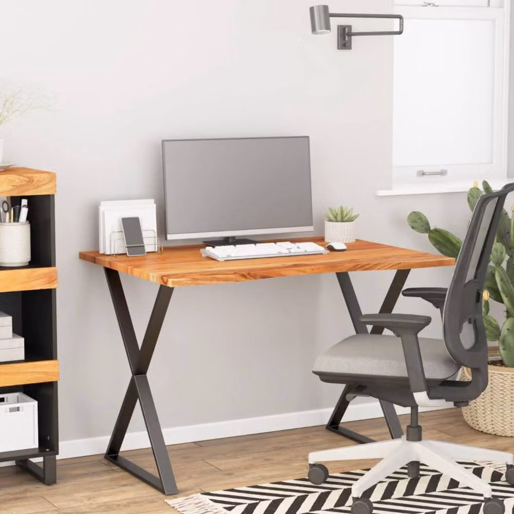 Berkfield Home Rectangular Solid Wood Acacia Desk Top, Brown, W: 100 cm, D: 80 cm, H: 2.5 cm – 2
