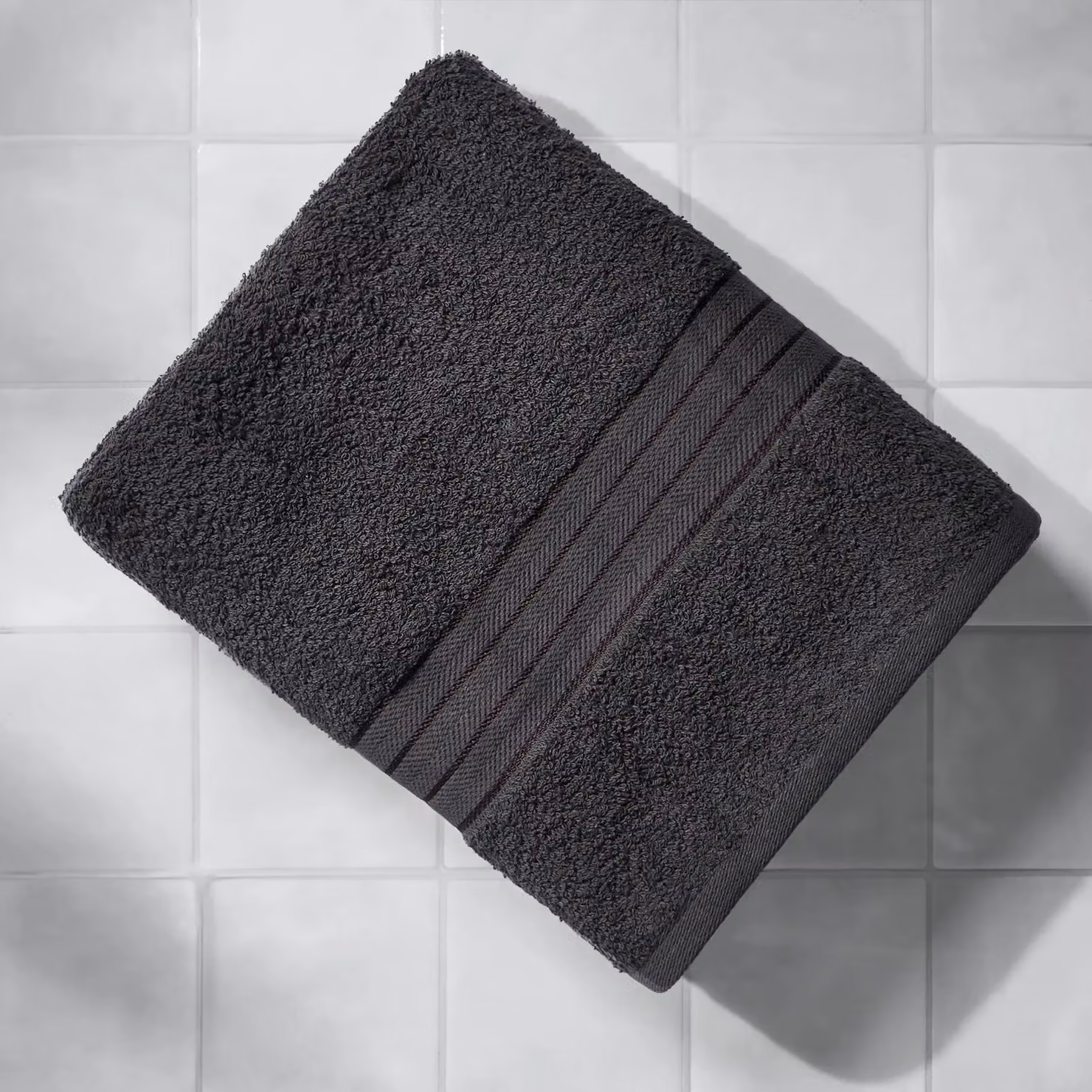 OHS 10 Pack of Fluffy 100% Cotton Terry Bath Towels in Charcoal Grey – 2