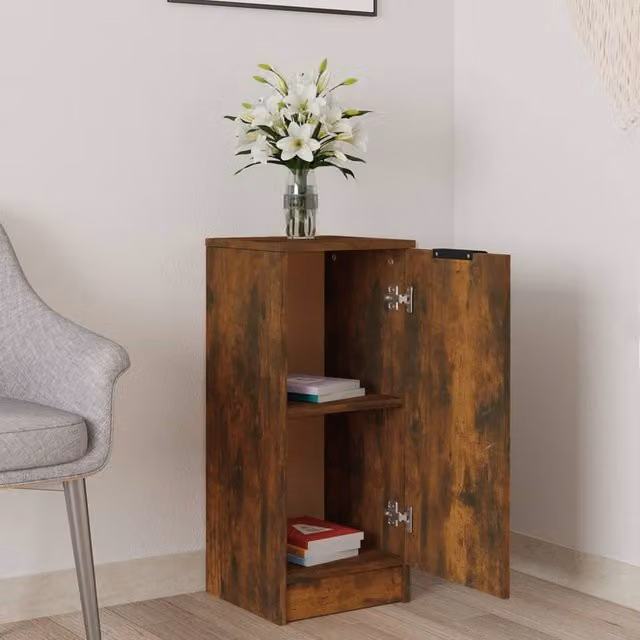 Berkfield Home Smoked Oak Sideboard in Brown, W/D/H: 30 x 30 x 70 cm – 1