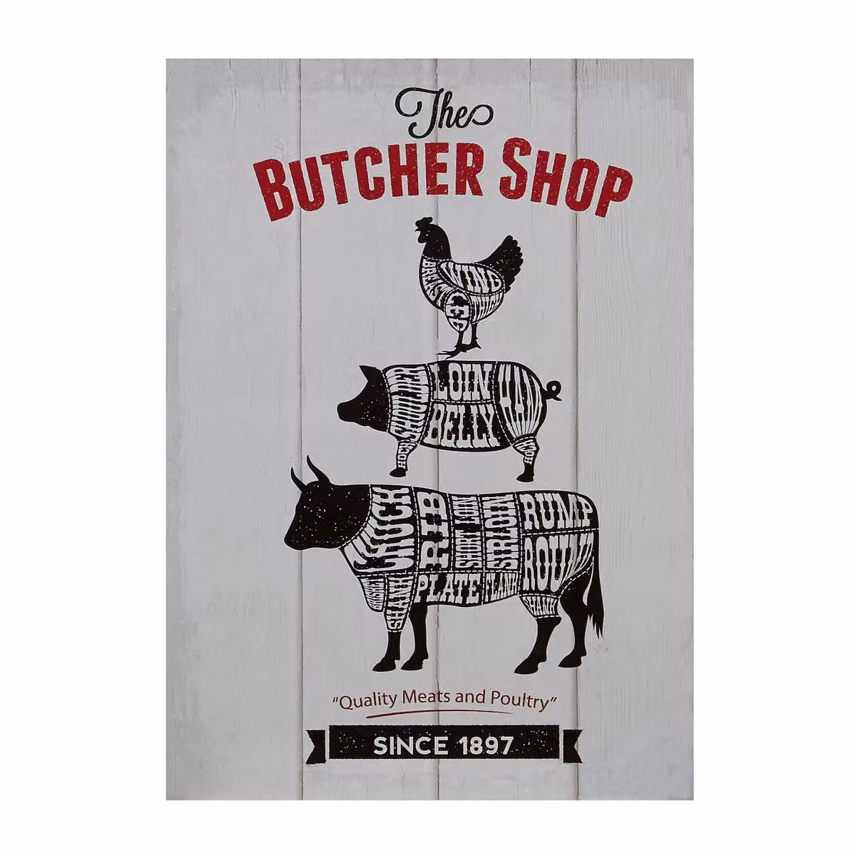 Orsina Butcher Shop Classic Wall Plaque in Grey and White Canvas with Wood Frame – 2