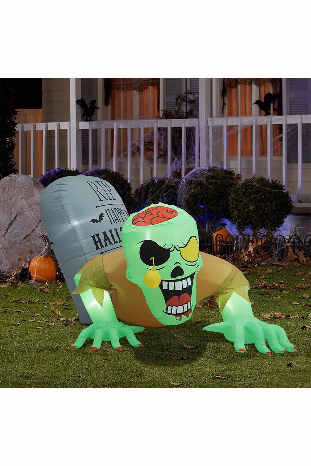 Living and Home Multicolour Halloween Light-Up Inflatable Zombie Tombstone, Height: 150 cm – 2