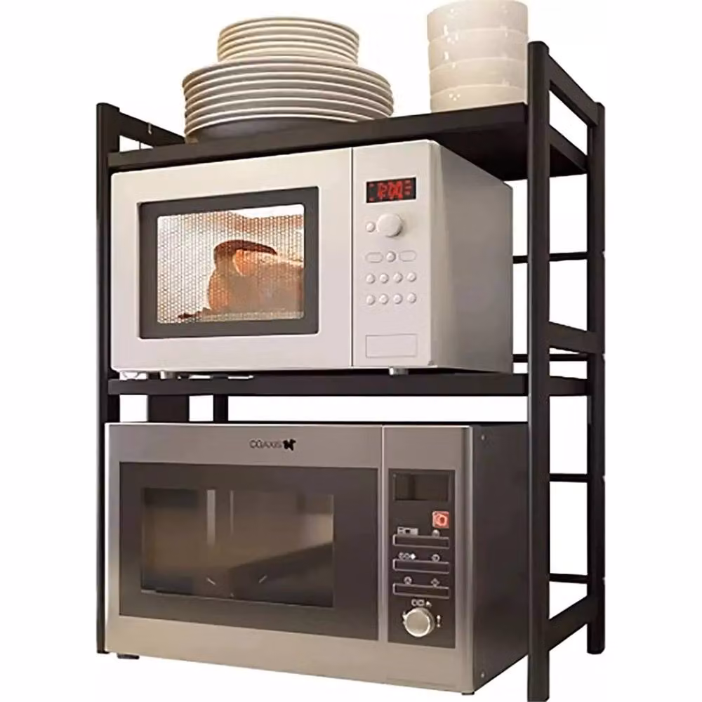Nordara Expandable 3-Tier Metal Microwave Rack in Black, W/D/H: 36.0 x 36.0 x 78.0 cm – 4