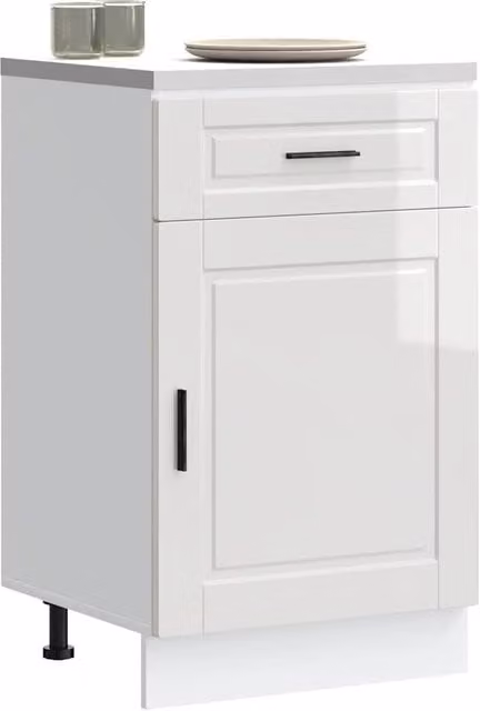 Berkfield Home Porto High Gloss White Kitchen Base Cabinet in Engineered Wood