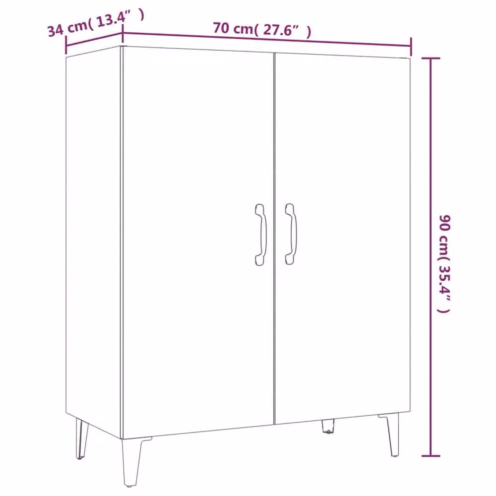 Berkfield Home Modern Sideboard in Concrete Grey, W/D/H: 70 x 34 x 90 cm – 3